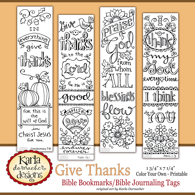 Give Thanks Color Your Own Bible Journaling Bookmarks