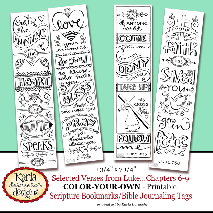 Luke 6-9 Color-Your-Own Bible Journaling Bookmarks